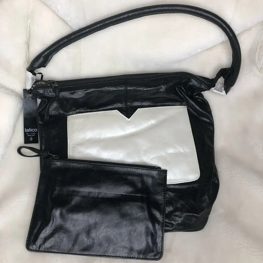 NWT Latico Leather black white color block Dee Dee shoulder bag